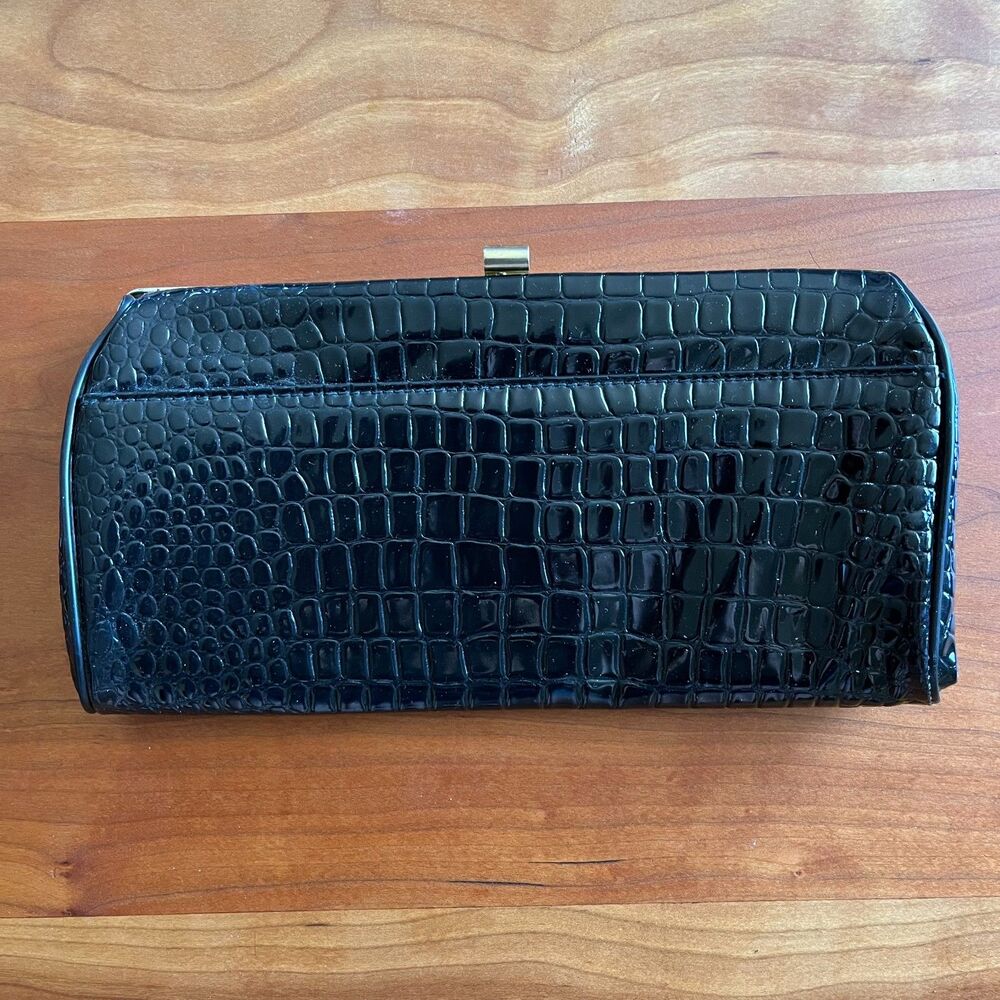 Vintage Black Croc Embossed Vinyl Clutch